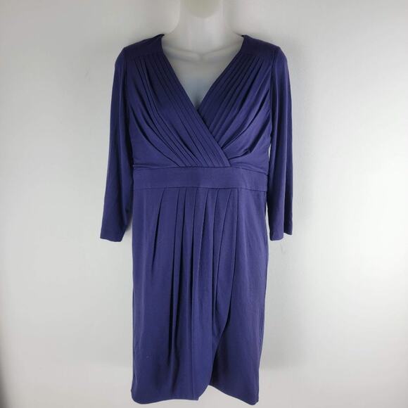 Shoshanna faux wrap long sleeve dress purple lined back zip size 8 - Picture 1 of 6